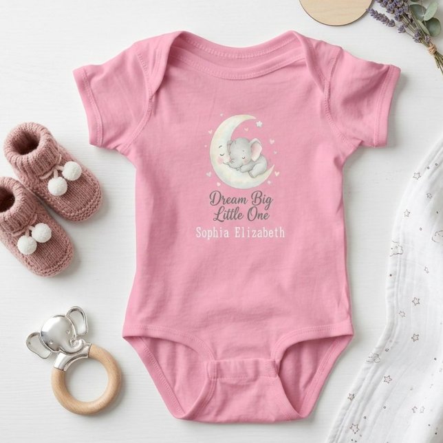 Body Para Bebê Dream Big Elephant on Moon  Personalized Bodysuit (Criador carregado)