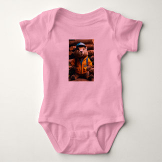 Body Para Bebê Dreamcolor Watercolor - castor realístico nas roup