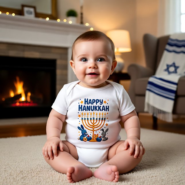 Body Para Bebê Dreidels de Hanukkah & Donuts & Fraldas, Oh Meu (Hanukkah Dreidels & Doughnuts & Diapers, Oh My Baby Bodysuit)