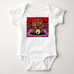 Body Para Bebê Drummer do crânio: Ilustração do Anel do Lixeira
