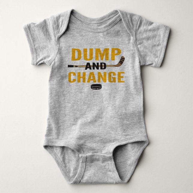 Body Para Bebê Dump and Change Hockey Baby Black and Dourado Stic (Frente)