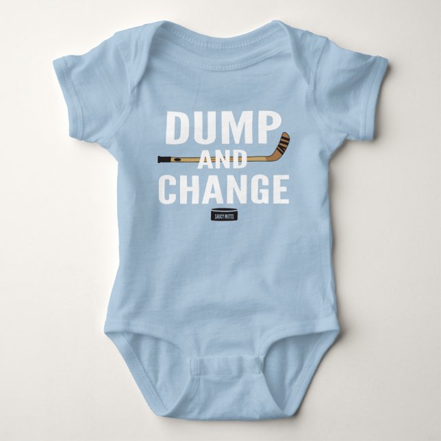 Body Para Bebê Dump and Change Hockey Boy Blue jersey (Frente)
