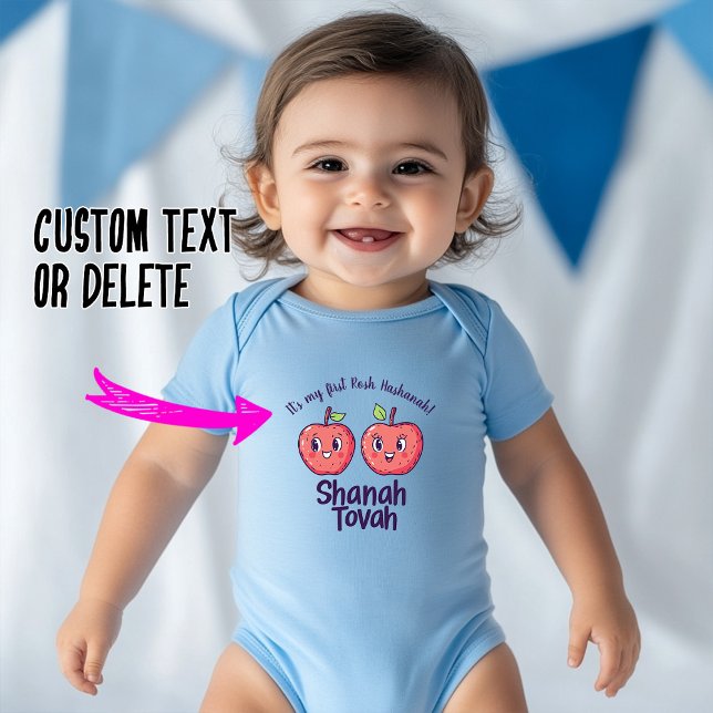 Body Para Bebê 🍎 Dupla Apple Jo com texto personalizado (🍎Double Apple Jo with custom text Baby Bodysuit)