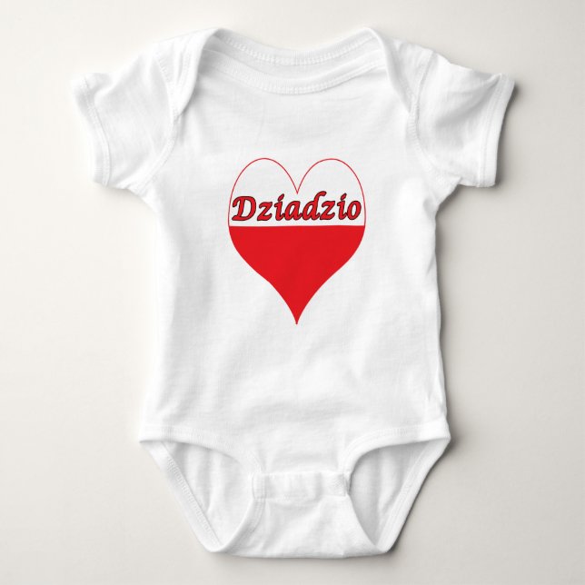 Body Para Bebê Dziadzio Polonês Heart (Frente)