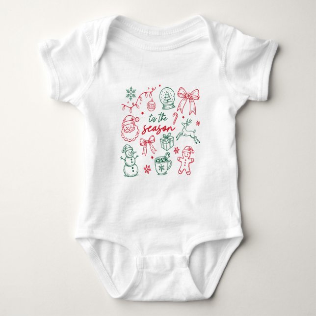 Body Para Bebê É a Temporada - Doodle de Natal (Frente)