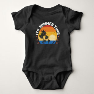 Body Para Bebê É Design de Pôr do Sol Tropical de Verão
