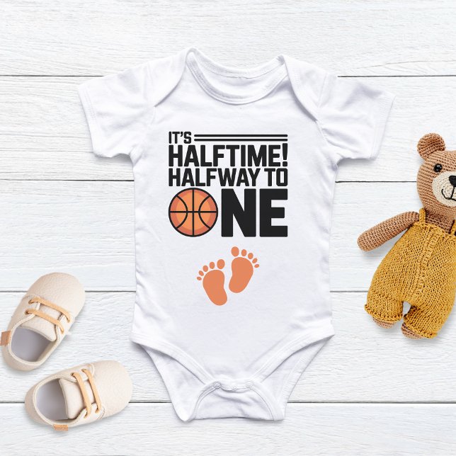 Body Para Bebê É intervalo! Basquete Esportes Metade de Aniversár (Criador carregado)