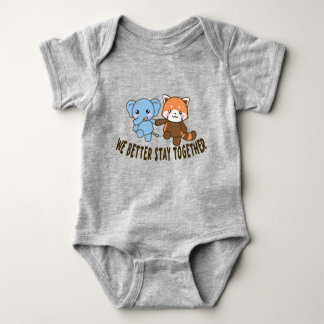 Body Para Bebê é melhor ficarmos juntos, redpanda e elefante