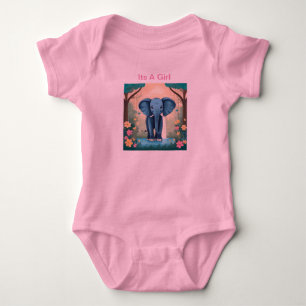 Body Para Bebê É Uma Menina Elefante Azul,