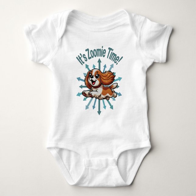 Body Para Bebê É Zoomie Time Cavalier Spaniel (Frente)