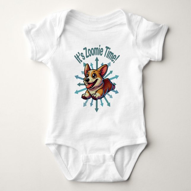 Body Para Bebê É Zoomie Time Corgi (Frente)