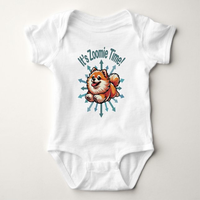 Body Para Bebê É Zoomie Time Pomeranian (Frente)