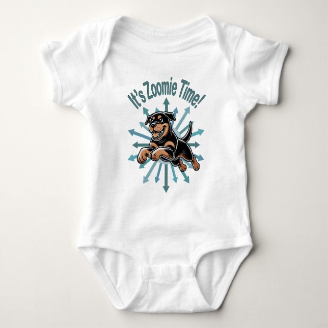 Body Para Bebê É Zoomie Time Rottweiler (Frente)