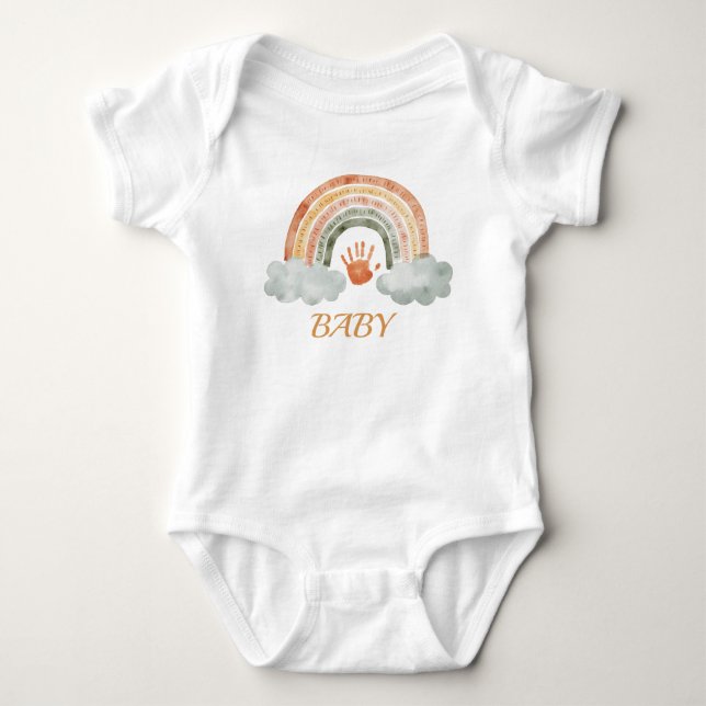 Body Para Bebê Earthy Tone Watercolor Boho Rainbow "Baby"  (Frente)