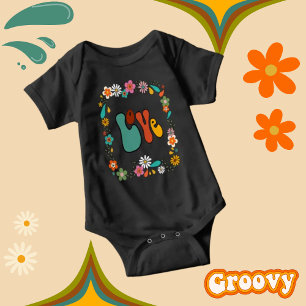 Body Para Bebê Ebony Groovy Baby LOVE floresce 70 anos inspirado