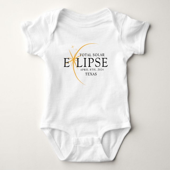 Body Para Bebê Eclipse Total Solar Moderno Preto e Dourado 2024 T (Frente)