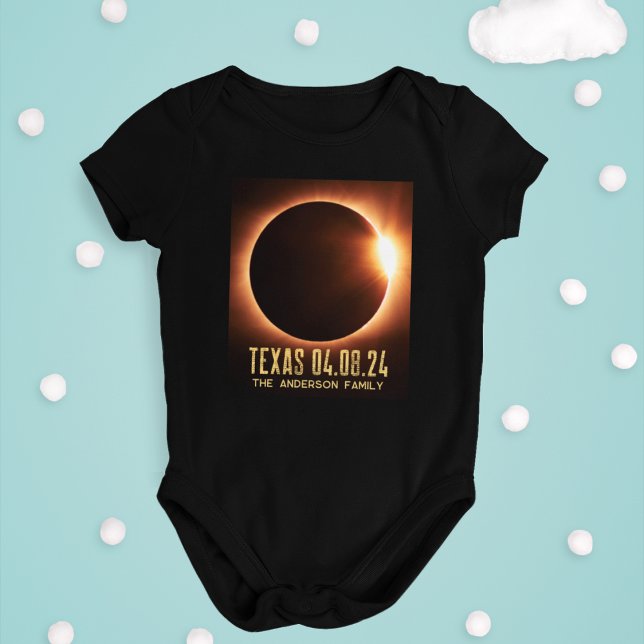 Body Para Bebê Eclipse Total Texas 2024 Personalizado (Criador carregado)
