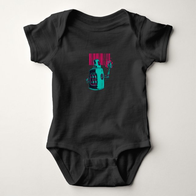 Body Para Bebê EDM Techno Grafi Robot Dance Rave Música Engraçado (Frente)