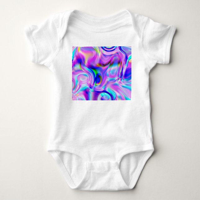Body Para Bebê Efeitos digitais: padrão de abstrato multicor. (Frente)