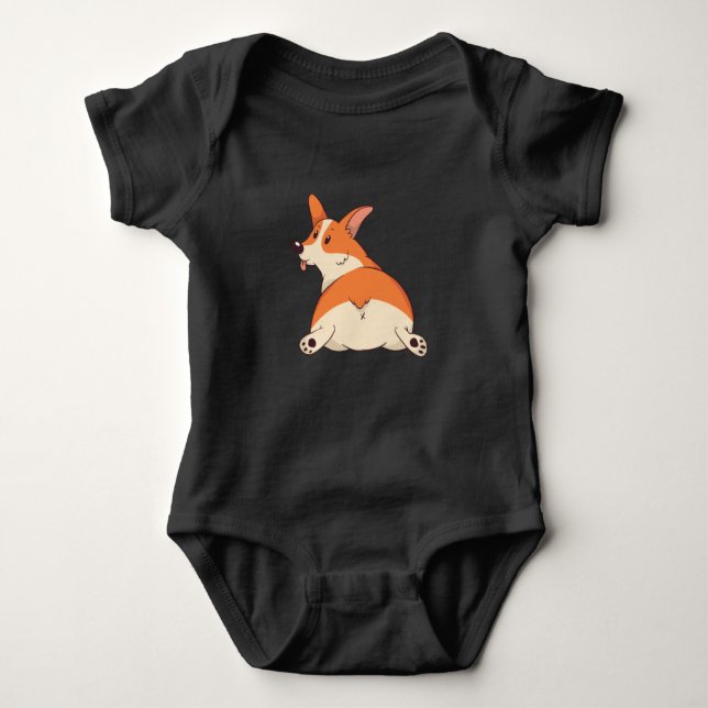 Body Para Bebê Ei, Cutie Comic Corgi Divertido (Frente)