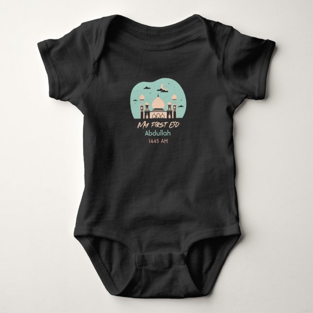 Body Para Bebê Eid baby Meu primeiro Eid Personalize (Frente)