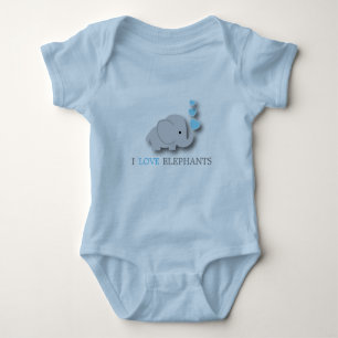 Body Para Bebê Elefante azul e cinzento do bebê