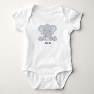 Body Para Bebê Elefante Azul Personalizado