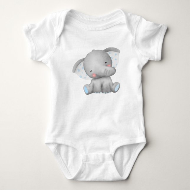 Body Para Bebê Elefante Bebê Adorável em Aquarela (Frente)