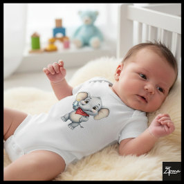 Body Para Bebê Elefante Bebê com Frasco de Leite