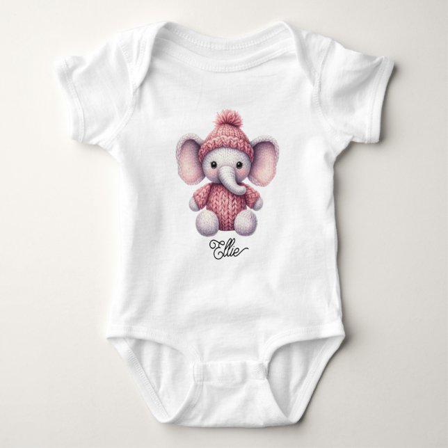 Body Para Bebê Elefante Bebê Tecido Fofo (Frente)