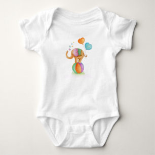 Body Para Bebê Elefante caprichoso animal circo aquarela