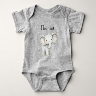 Body Para Bebê Elefante Cinza Fofo
