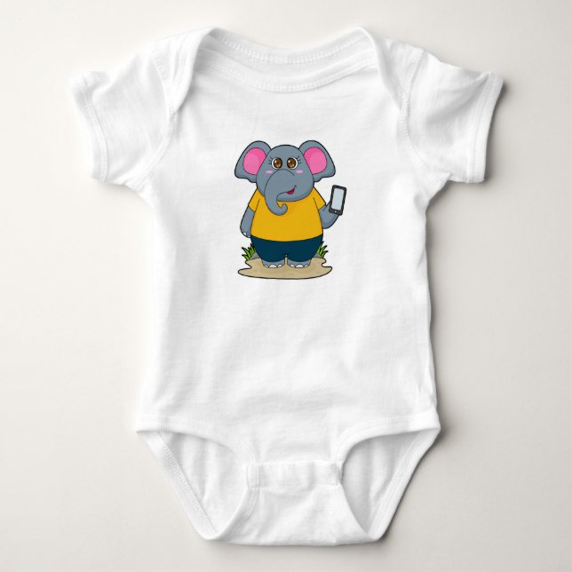 Body Para Bebê Elefante com Celular (Frente)