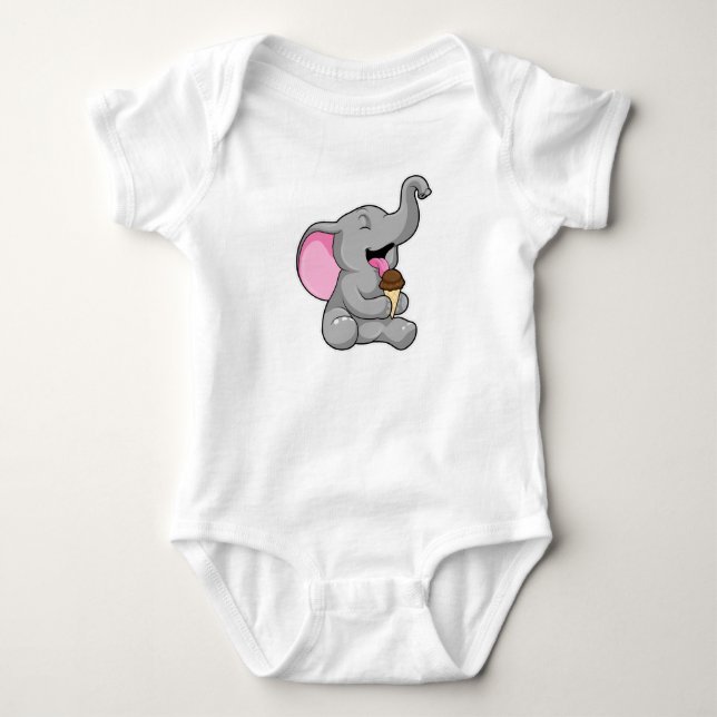 Body Para Bebê Elefante com sorvete de Waffle Chocolate (Frente)