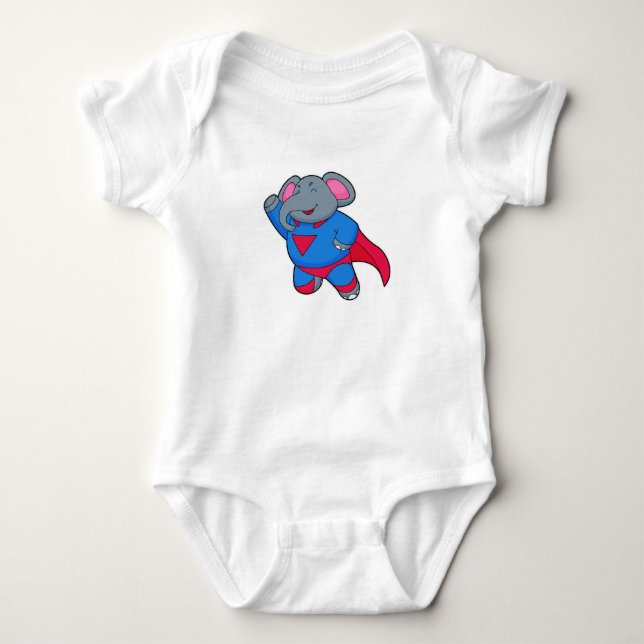 Body Para Bebê Elefante como super-herói (Frente)