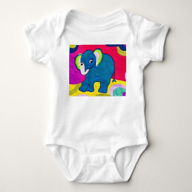 Body Para Bebê Elefante De Bebê Azul E Bonito - Design (Frente)