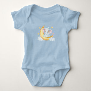 Body Para Bebê Elefante De Bebê Bastante Na Crescente Aquarela Da
