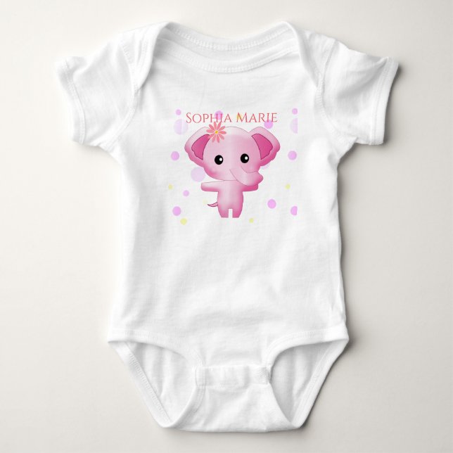 Body Para Bebê Elefante De Bebê Rosa Bonito (Frente)