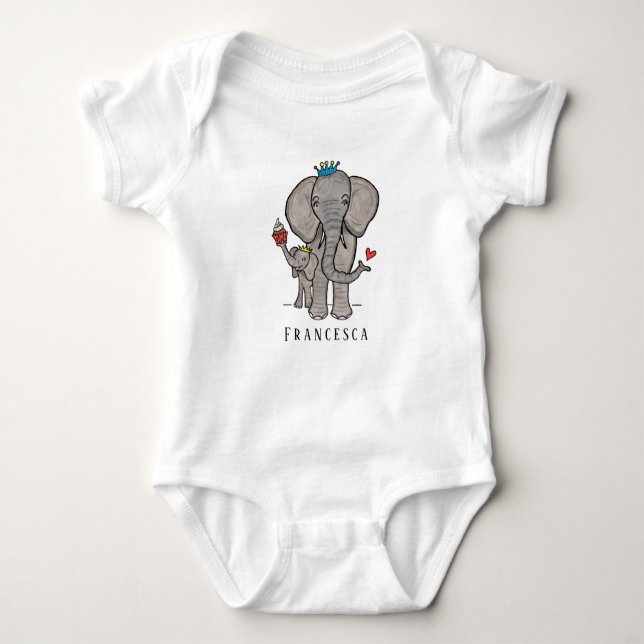 Body Para Bebê Elefante e bebê lindos personalizados (Frente)
