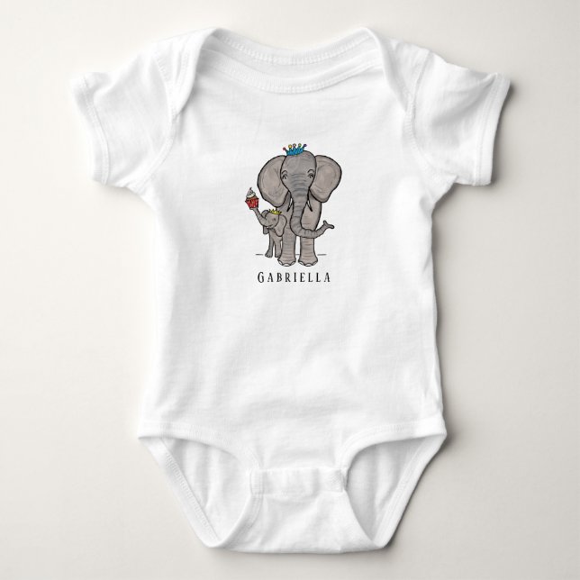Body Para Bebê Elefante e bebê lindos personalizados (Frente)