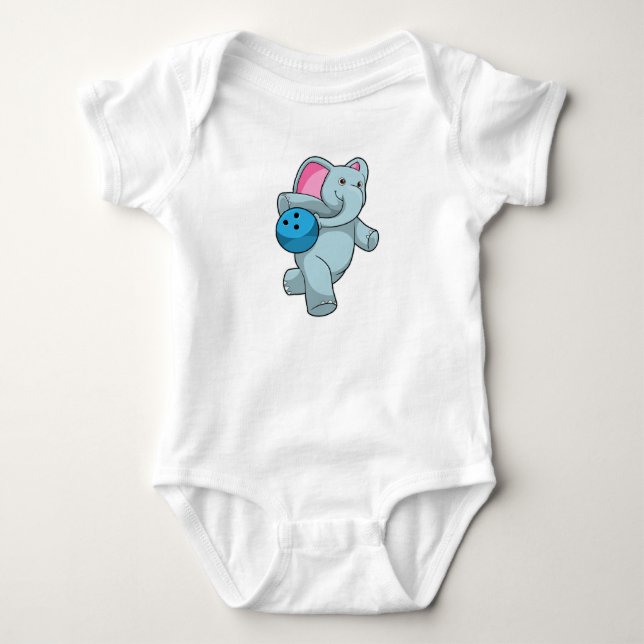 Body Para Bebê Elefante em Boliches com Bola de boliche (Frente)