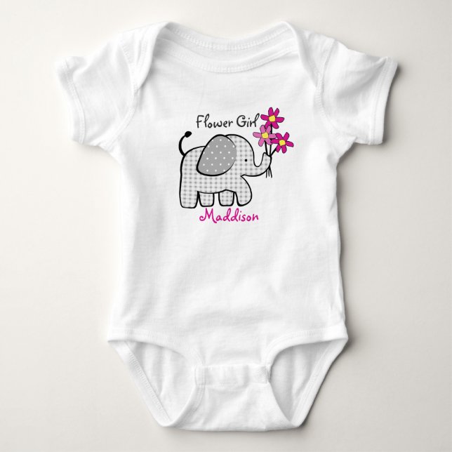Body Para Bebê Elefante-Flor com Flores Rosa (Frente)