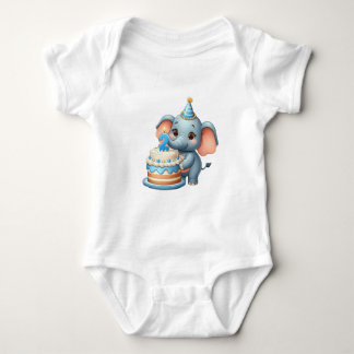 Body Para Bebê Elefante Fofo 2º Aniversário