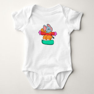 Body Para Bebê Elefante no Snowboard com Snowboard