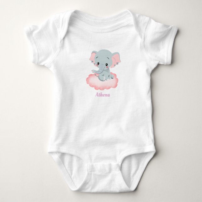 Body Para Bebê Elefante para Bebês Personalizado (Frente)