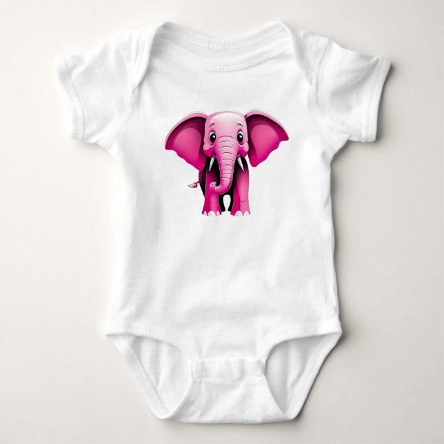 Body Para Bebê Elefante Rosa Bebê Jersey Bodyfato (Frente)