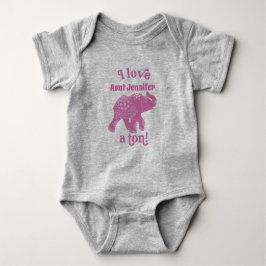 Body Para Bebê Elefante Rosa I Love Name a Ton Personalizado