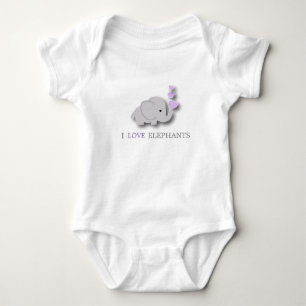 Body Para Bebê Elefante roxo e cinzento do bebê