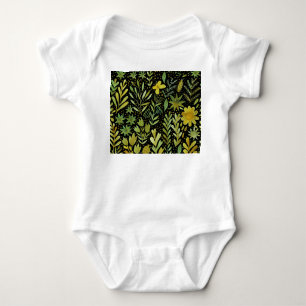Body Para Bebê Elegância Floral: Padrão Vintage Watercolor