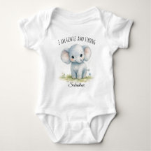 Elegante Elefante Azul "Eu Sou Gentil e Forte"